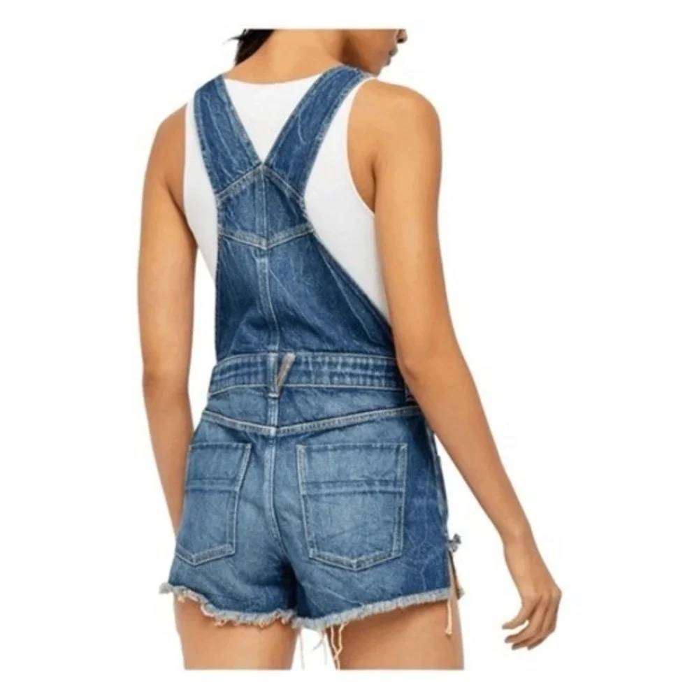 Free‎ People We The Free Sunkissed Short Overalls Blue Denim Jean Shorts 26